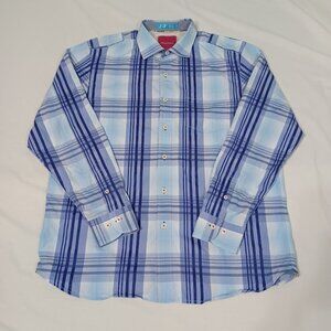 Tommy Bahama Shirt Mens Blue Purple Size Large Long Sleeve Plaid Button Up